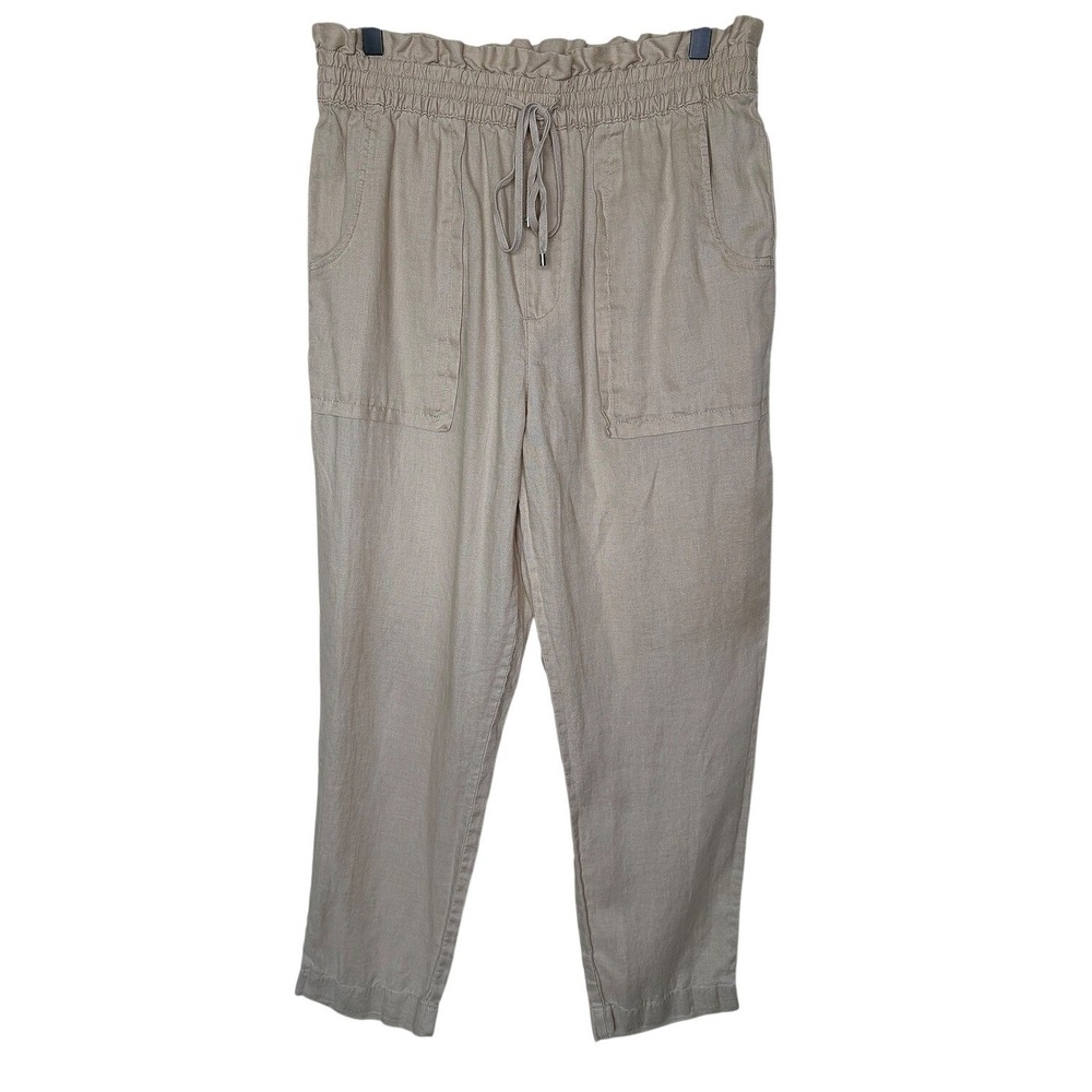 Ralph Lauren Linen‎ Pants 8 Beige Paperbag Drawstring Quiet Luxury Resort